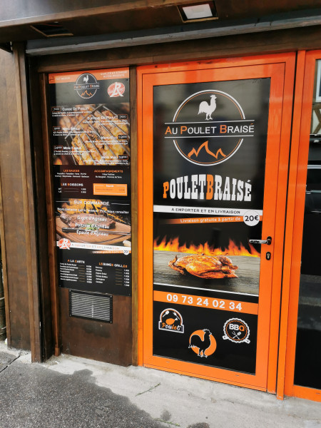 Signalétique vitrine Au Poulet Braisé